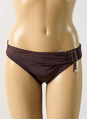Bas de maillot de bain effet matière satinée culotte marron CHANTELLE femme