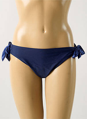 Bas de maillot de bain effet matière satinée bikini bleu HATEIA femme