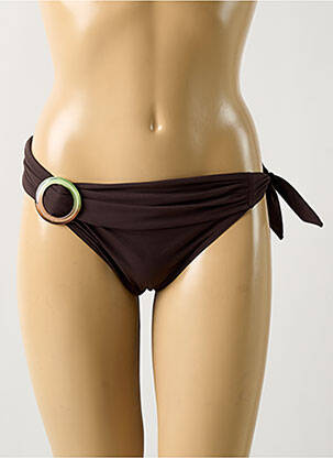 Bas de maillot de bain effet matière satinée bikini marron HATEIA femme