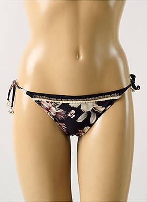 Bas de maillot de bain tissage satiné bikini noir WATERCULT femme