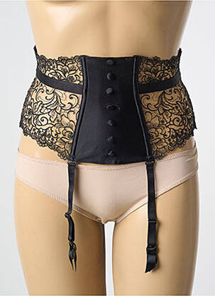 Guêpière/porte-jarretelle effet matière satinée noir KARL LAGERFELD X AUBADE femme
