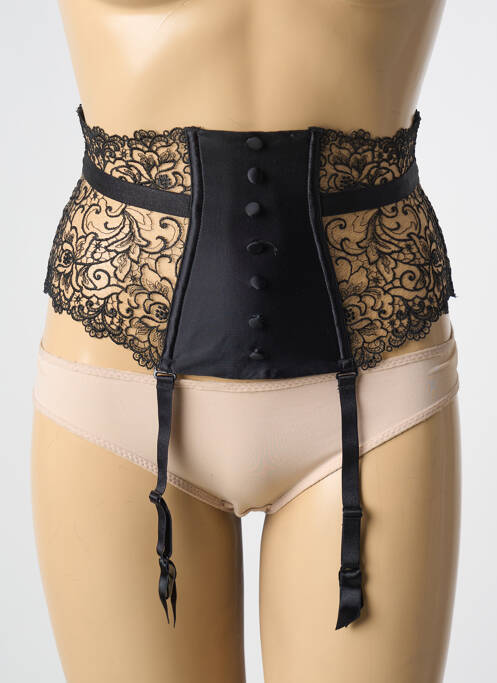 Guêpière/porte-jarretelle effet matière satinée noir KARL LAGERFELD X AUBADE femme