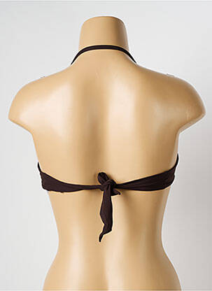 Haut de maillot de bain fermeture liens à nouer haut bandeau marron HATEIA femme