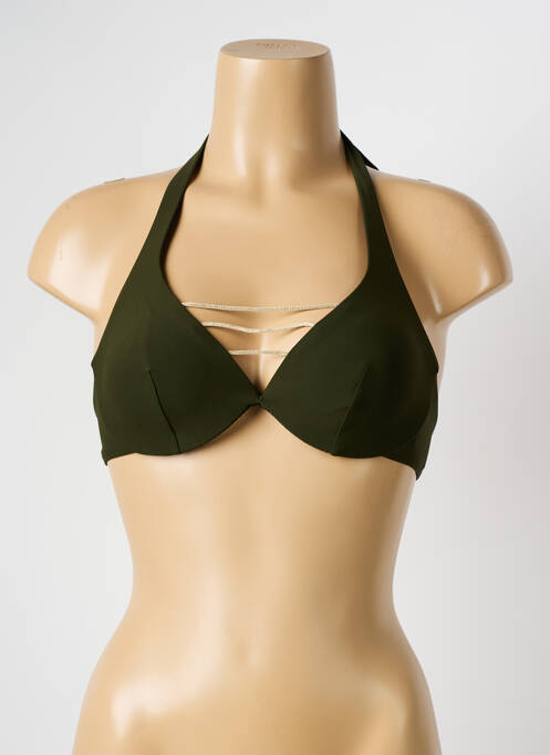 Haut de maillot de bain bretelles élastiquées ajustables haut soutien-gorge balconnet vert HATEIA femme