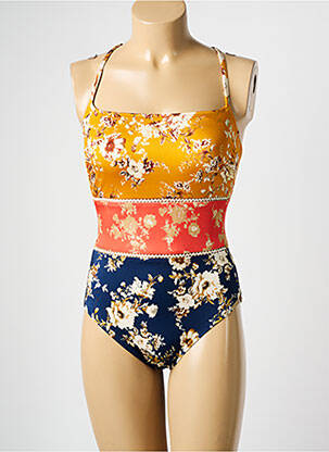 Maillot de bain 1 pièce stretch haut soutien-gorge moulé jaune WATERCULT femme