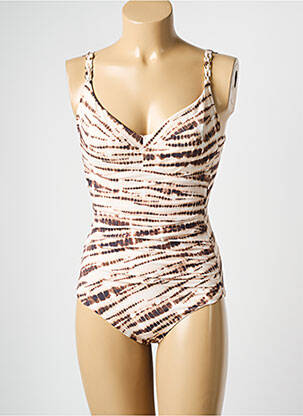 Maillot de bain 1 pièce imprimé fantaisie beige CHANTELLE femme