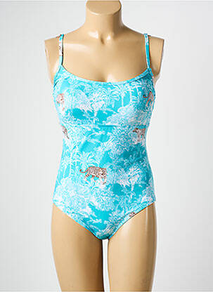 Maillot de bain 1 pièce imprimé fantaisie haut soutien-gorge moulé bleu HATEIA femme
