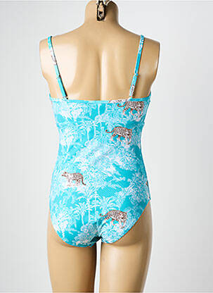 Maillot de bain 1 pièce imprimé fantaisie haut soutien-gorge moulé bleu HATEIA femme