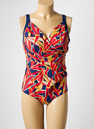 Maillot de bain 1 pièce imprimé fantaisie haut soutien-gorge moulé bleu FEMILET femme