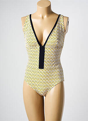 Maillot de bain 1 pièce imprimé fantaisie jaune DNUD femme
