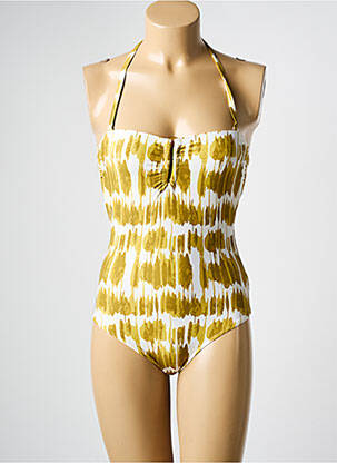 Maillot de bain 1 pièce imprimé fantaisie haut bandeau jaune DNUD femme