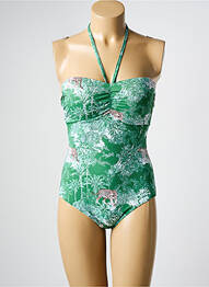 Maillot de bain 1 pièce imprimé fantaisie haut soutien-gorge moulé vert HATEIA femme