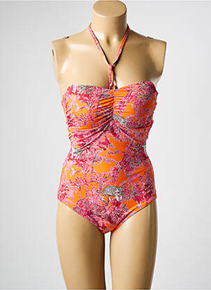 Maillot de bain 1 pièce imprimé fantaisie haut soutien-gorge moulé orange HATEIA femme