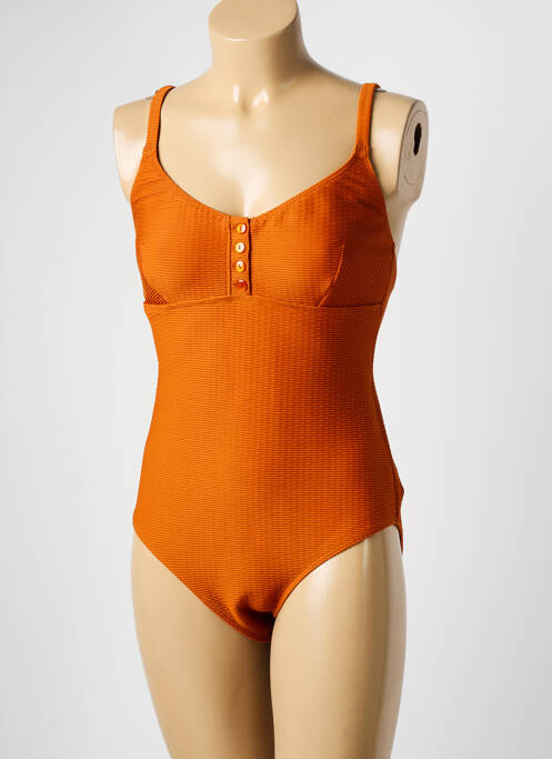 Maillot de bain 1 pièce stretch orange DNUD femme