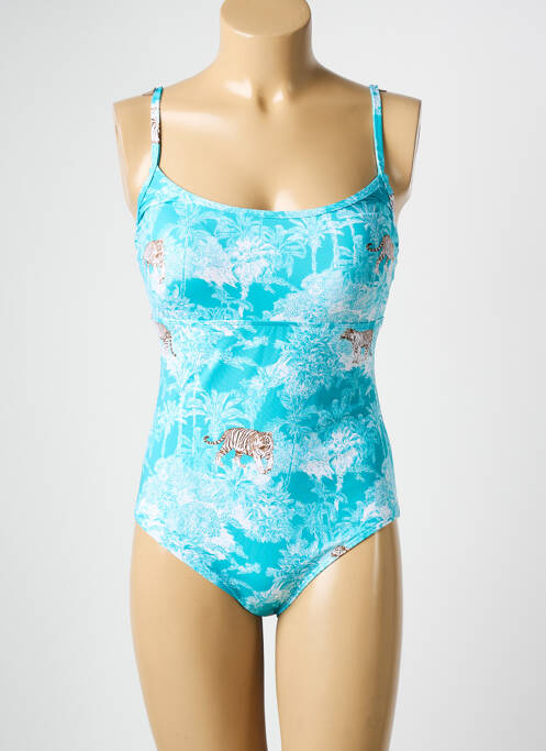 Maillot de bain 1 pièce imprimé fantaisie haut soutien-gorge moulé bleu HATEIA femme