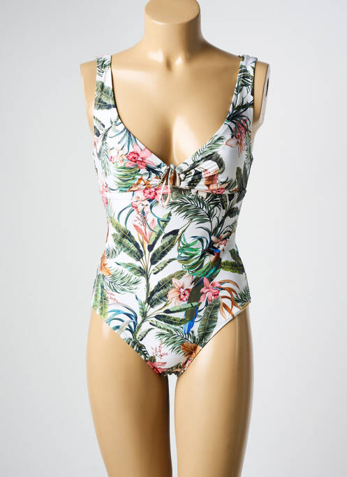 Maillot de bain 1 pièce stretch haut soutien-gorge moulé blanc WATERCULT femme