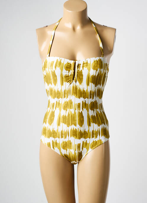Maillot de bain 1 pièce imprimé fantaisie haut bandeau jaune DNUD femme