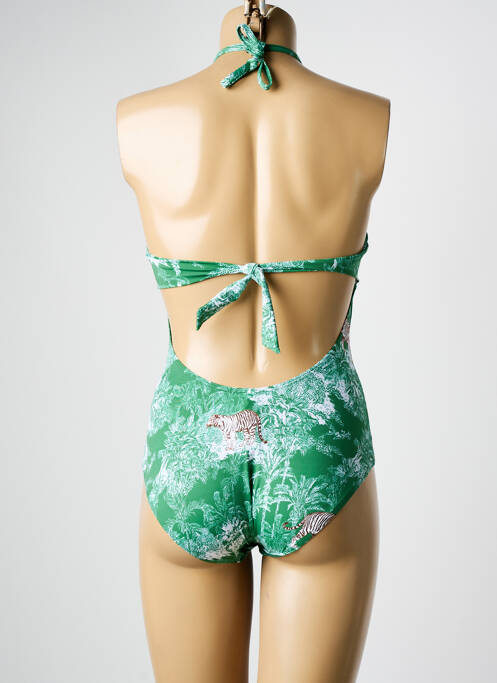 Maillot de bain 1 pièce imprimé fantaisie haut soutien-gorge moulé vert HATEIA femme