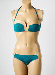 Maillot de bain 2 pièces stretch haut soutien-gorge moulé vert PLAGE DU SUD femme