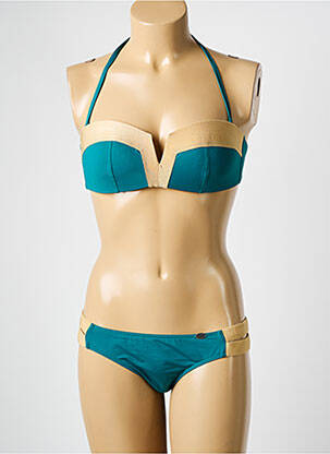 Maillot de bain 2 pièces stretch haut soutien-gorge moulé vert PLAGE DU SUD femme