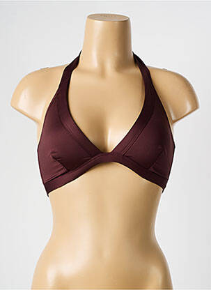 Haut de maillot de bain stretch haut soutien-gorge moulé marron LE BOURGET femme