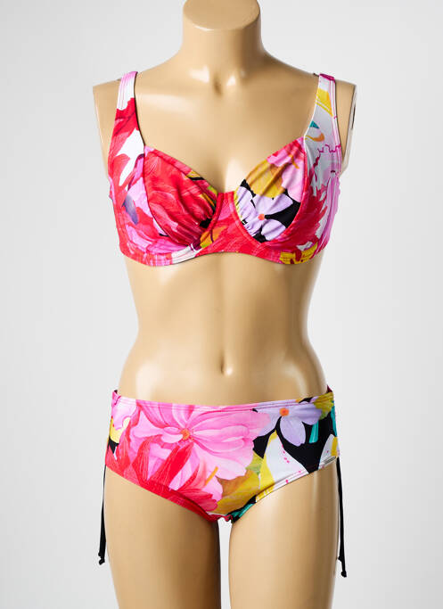Maillot de bain 2 pièces stretch haut soutien-gorge emboitant rouge SUNFLAIR femme