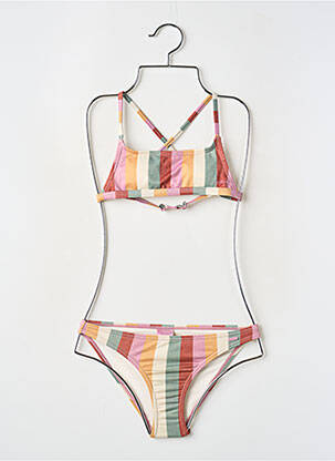 Maillot de bain 2 pièces imprimé rayures jaune PROTEST fille