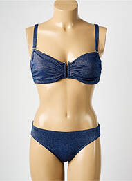 Maillot de bain 2 pièces stretch haut bandeau bleu COCO SAINT TROPEZ femme