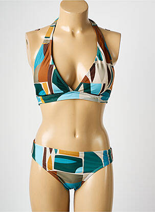 Maillot de bain 2 pièces stretch haut soutien-gorge avec mousse de rembourrage amovible bleu LAGON BLEU femme