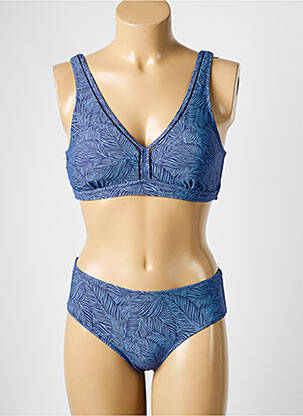 Maillot de bain 2 pièces stretch haut soutien-gorge emboitant bleu ADMAS femme