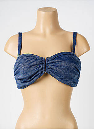 Haut de maillot de bain stretch haut bandeau bleu COCO SAINT TROPEZ femme