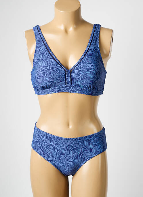 Maillot de bain 2 pièces stretch haut soutien-gorge emboitant bleu ADMAS femme