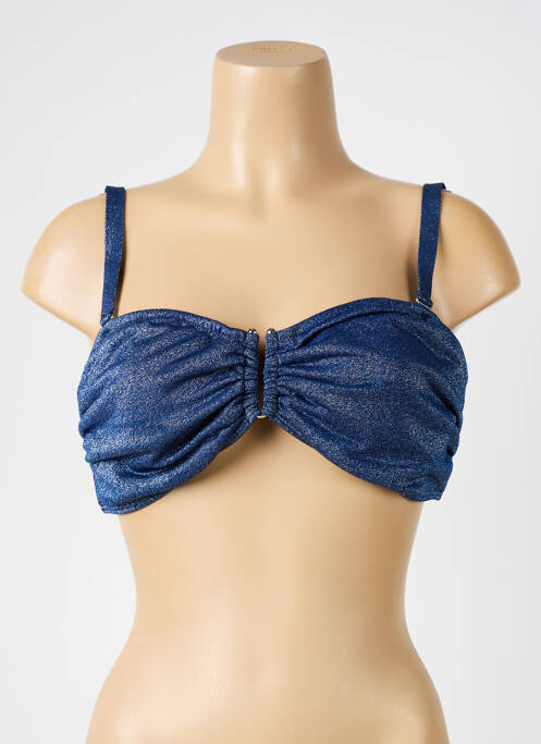 Haut de maillot de bain stretch haut bandeau bleu COCO SAINT TROPEZ femme