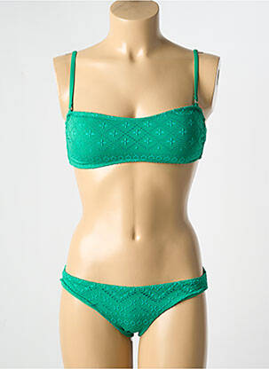 Maillot de bain 2 pièces stretch haut soutien-gorge avec mousse de rembourrage amovible vert DAG ADOM femme