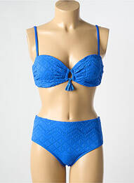 Maillot de bain 2 pièces stretch haut soutien-gorge push-up bleu DAG ADOM femme