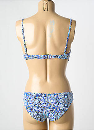 Maillot de bain 2 pièces stretch haut soutien-gorge push-up bleu DAG ADOM femme