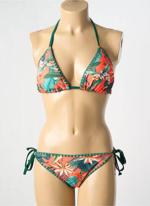 Maillot de bain 2 pièces stretch haut soutien-gorge avec mousse de rembourrage amovible orange LAGON BLEU femme
