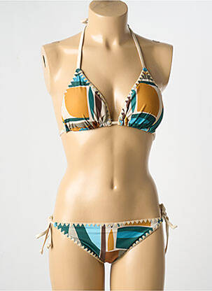 Maillot de bain 2 pièces stretch haut soutien-gorge avec mousse de rembourrage amovible beige LAGON BLEU femme