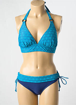 Maillot de bain 2 pièces stretch haut soutien-gorge avec mousse de rembourrage amovible bleu SUN PROJECT femme