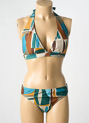 Maillot de bain 2 pièces stretch haut soutien-gorge avec mousse de rembourrage amovible bleu LAGON BLEU femme
