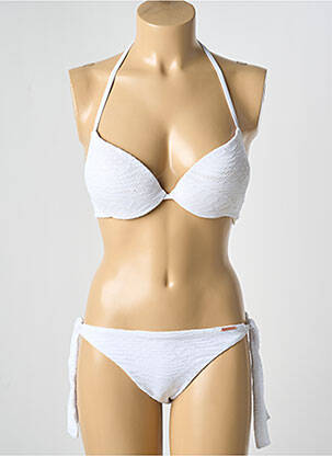 Maillot de bain 2 pièces stretch haut soutien-gorge push-up blanc YSABEL MORA femme