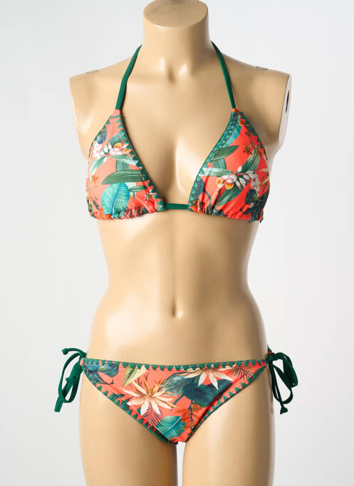 Maillot de bain 2 pièces orange LAGON BLEU pour femme