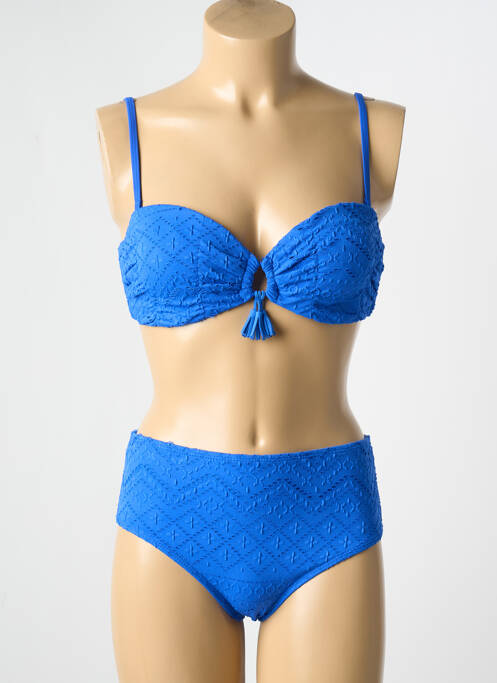 Maillot de bain 2 pièces stretch haut soutien-gorge push-up bleu DAG ADOM femme