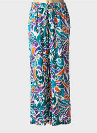Pantalon large coupe fluide taille haute vert LA FEE MARABOUTEE femme