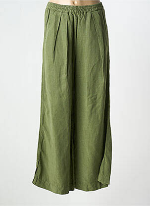 Pantalon large tissage crêpe taille haute vert KANOPE femme