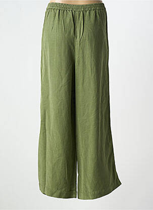 Pantalon large tissage crêpe taille haute vert KANOPE femme