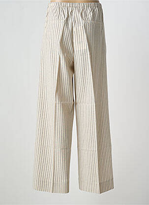 Pantalon large tissage crêpe taille haute beige GRACE & MILA femme