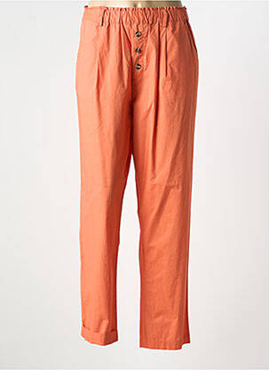 Pantalon chino tissage popeline taille haute orange YERSE femme
