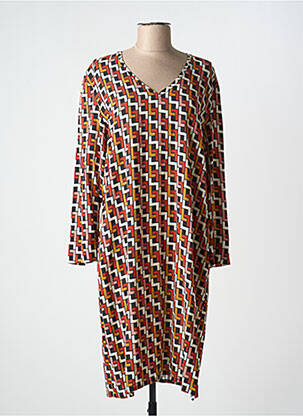 Robe mi-longue imprimé fantaisie manches longues orange LE PETIT BAIGNEUR femme
