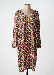 Robe mi-longue imprimé fantaisie manches longues orange LE PETIT BAIGNEUR femme
